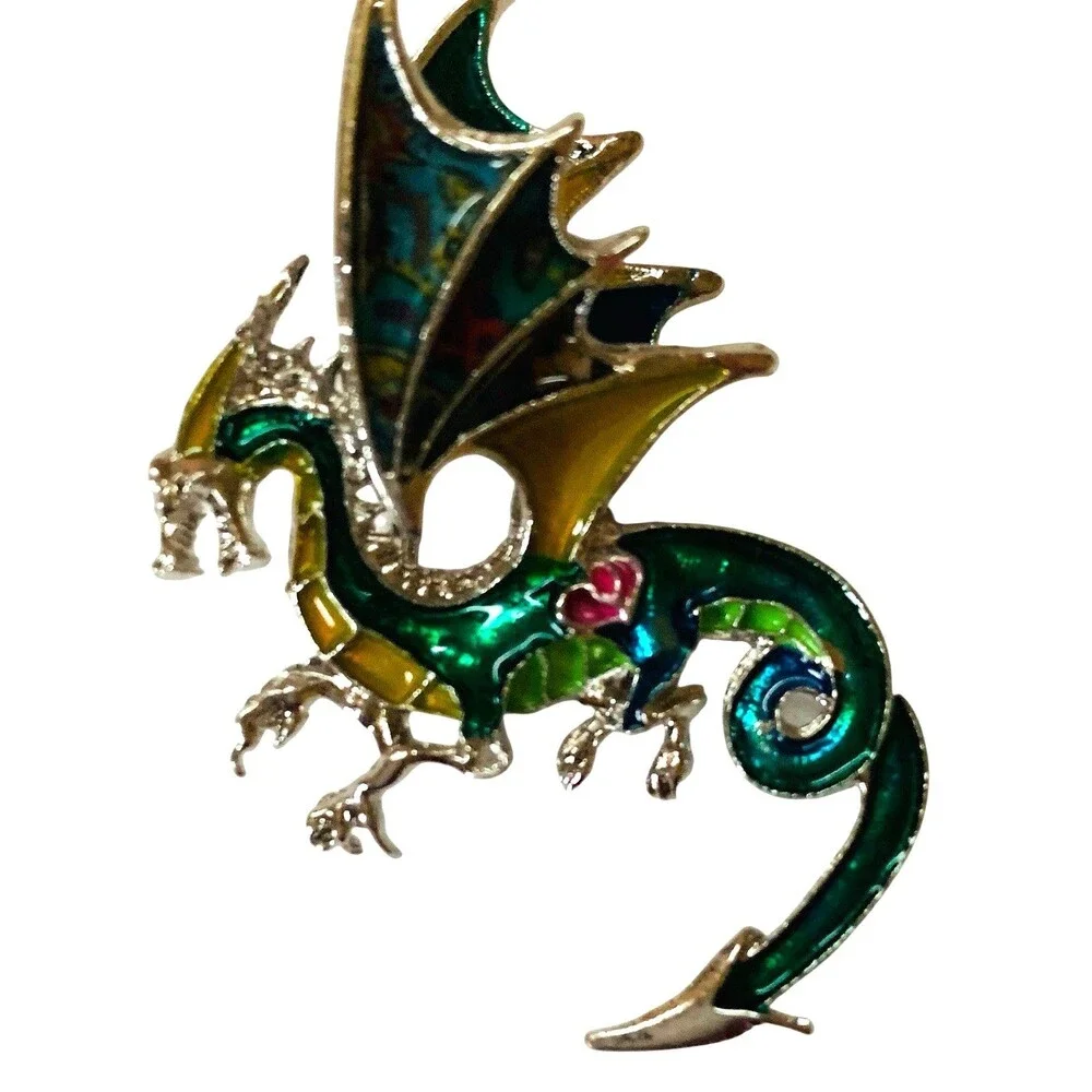 BONSNY Mythical Dragon Brooch Enamel Plated Metal Alloy